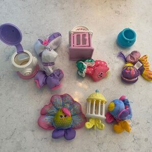 1987 Fisher Price  5 Squishables Prince Peacock, Poppy puppy plus 3 more